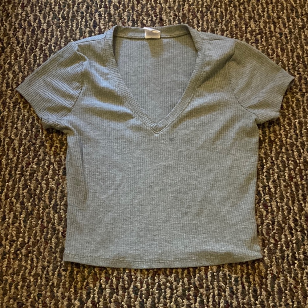 Grey V neck crop top from tilly's